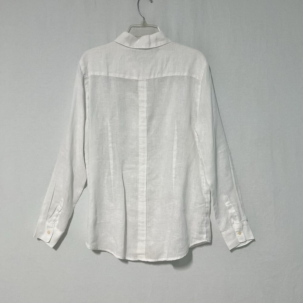 CP Shades Linen Shirt Women L White Button Up Long Sleeve Lightweight Casual - Picture 7 of 11